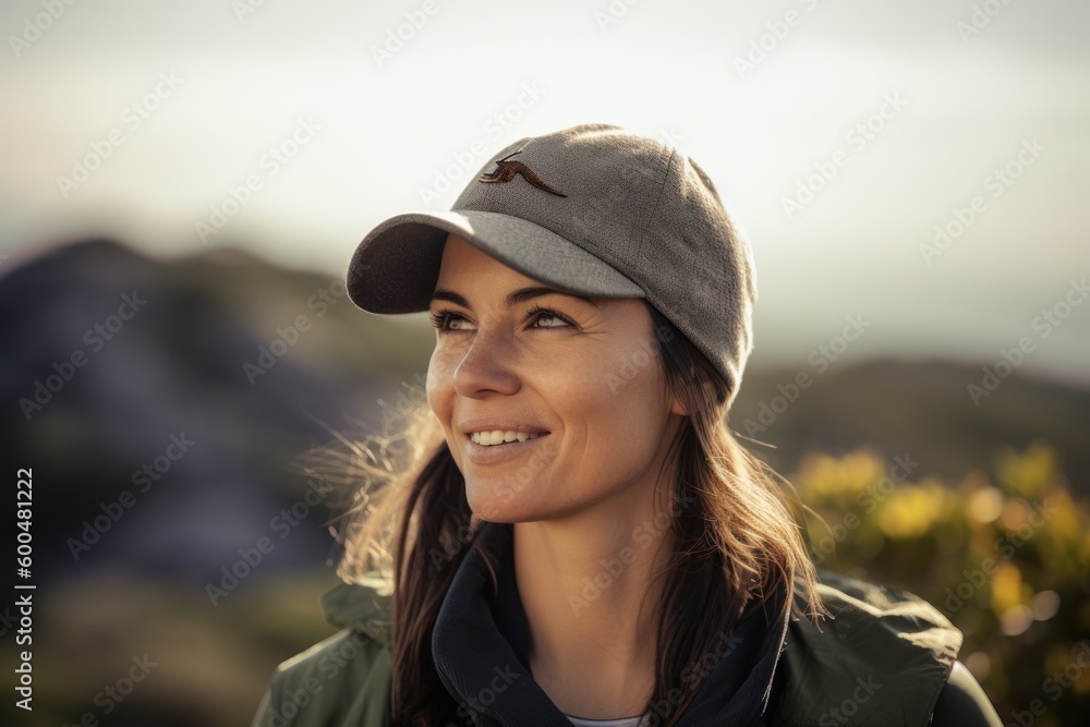 Portrait of a beautiful young woman with hat looking away on a sunny day Portrait of a beautiful young woman with hat looking away on a sunny day