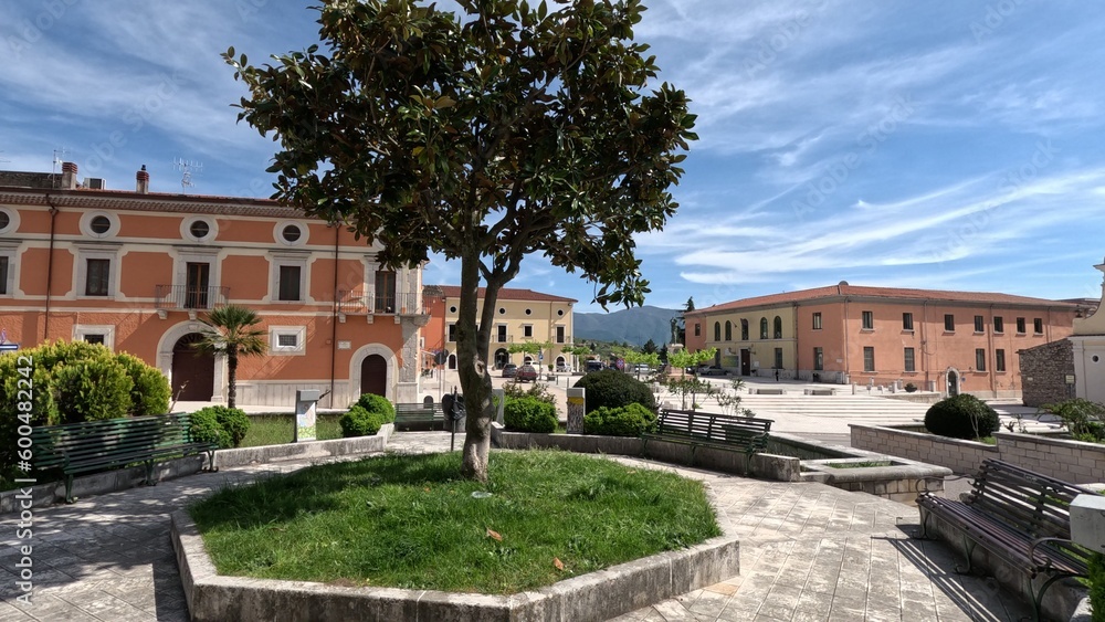The colorful square of Cerreto Sannita, a small town of Benevento province, Italy.