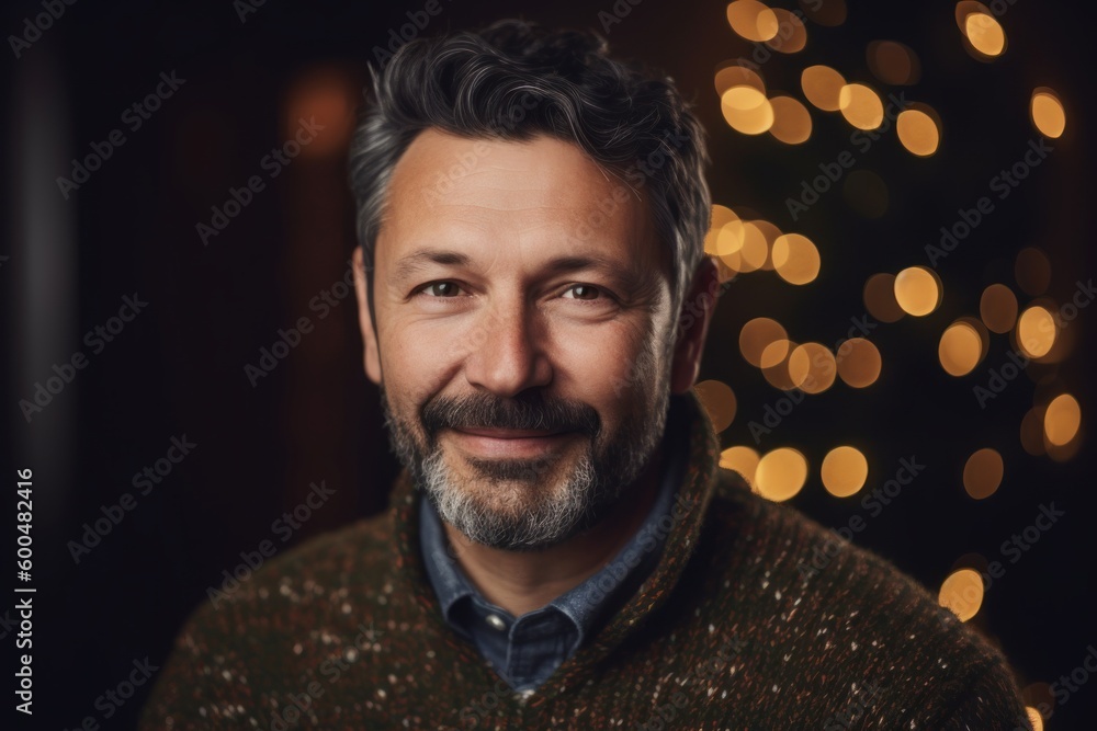 Portrait of a handsome mature man with a beard in a warm sweater. Portrait of a handsome mature man with a beard in a warm sweater.
