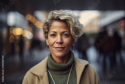 Portrait of a beautiful middle aged woman with short wavy hair