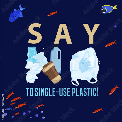 International plastic free day. Editable vector illustration.