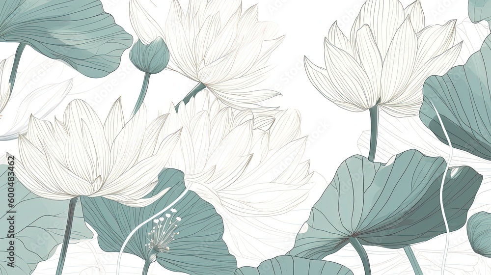 Minimal tropical white lotus vacation in style white-washed graphic wallpaper texture. Generative AI