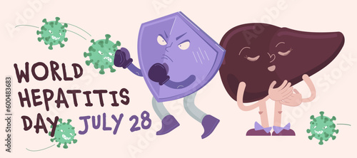 World hepatitis day. Editable vector illustration. Horizontal poster
