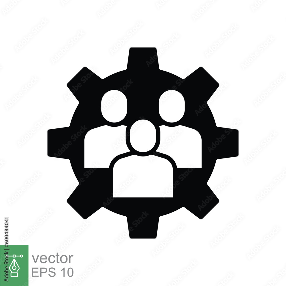 Management team icon. Simple solid style. Manage, facility, workforce, partnership concept. Black silhouette, glyph symbol. Vector symbol illustration isolated on white background. EPS 10. Management team icon. Simple solid style. Manage, facility, workforce, partnership concept. Black silhouette, glyph symbol. Vector symbol illustration isolated on white background. EPS 10.
