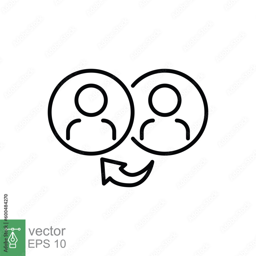 Referrals icon. Simple outline style. Reference, communication, people, guideline, business concept. Thin line symbol. Vector symbol illustration isolated on white background. EPS 10. Referrals icon. Simple outline style. Reference, communication, people, guideline, business concept. Thin line symbol. Vector symbol illustration isolated on white background. EPS 10.