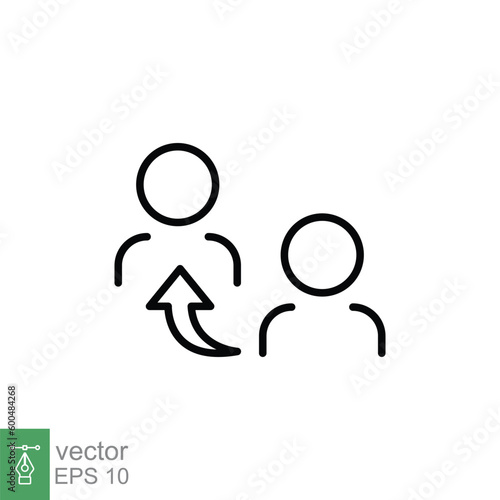 Referrals icon. Simple outline style. Reference, communication, people, guideline, business concept. Thin line symbol. Vector symbol illustration isolated on white background. EPS 10.