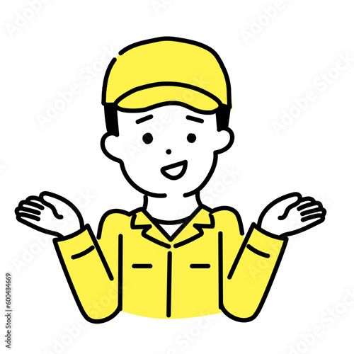 かわいい人物のイラストシリーズ _ 男性の作業員 _ 呆れる　