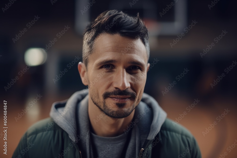 Portrait of handsome man in sportswear looking at camera while standing in gym Portrait of handsome man in sportswear looking at camera while standing in gym