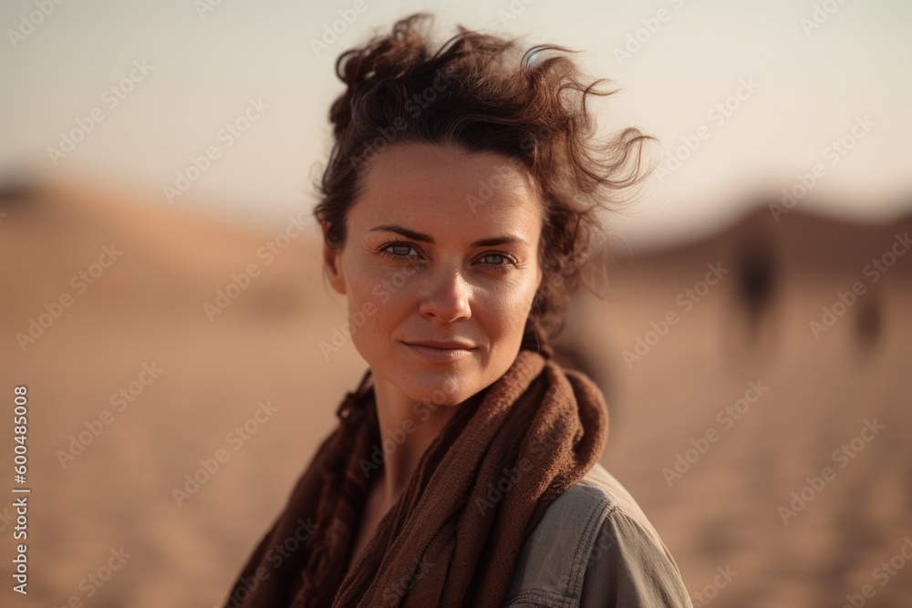 Portrait of a beautiful young woman in the middle of the desert Portrait of a beautiful young woman in the middle of the desert
