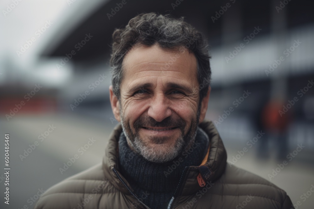 Portrait of a smiling middle-aged man in the city. Portrait of a smiling middle-aged man in the city.