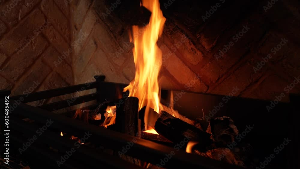 Beautiful fireplace. Detail 4k video view from above with the fire from a gas fireplace chimney used for interior design. Beautiful fireplace. Detail 4k video view from above with the fire from a gas fireplace chimney used for interior design.