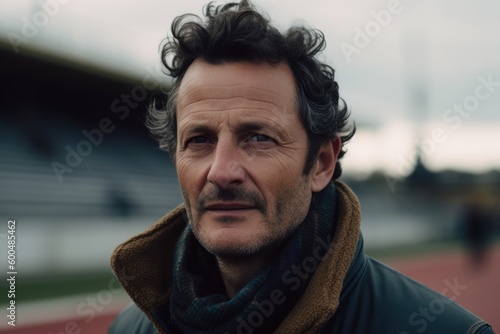 Portrait of handsome middle-aged man in sportswear outdoors