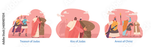 Obraz na płótnie Isolated Elements Treason of Judas, Betrayal Scene Of Jesus