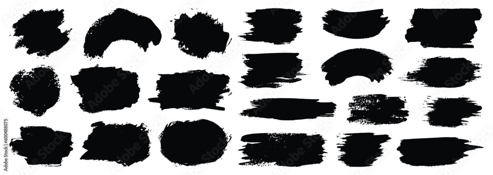 Abstract vector paint set. Isolated grunge elements for paper design. Ink paint brush stains or spots on white background