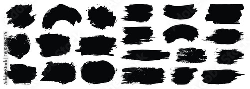 Obraz na płótnie Abstract vector paint set. Isolated grunge elements for paper design. Ink paint brush stains or spots on white background w salonie