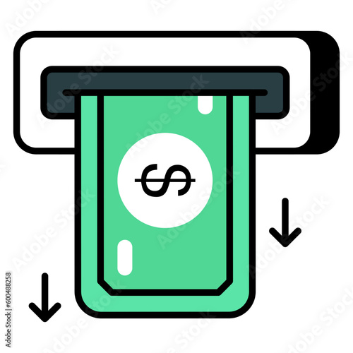 Editable design icon of money withdrawal 