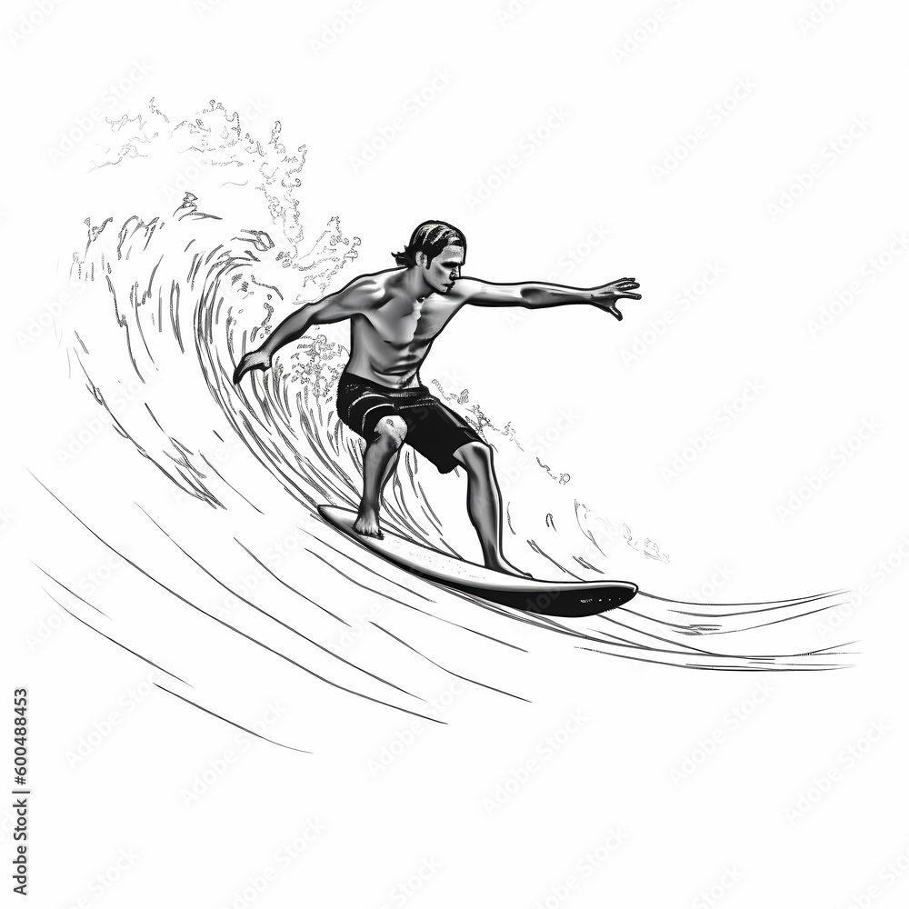 Fototapeta premium Surfer Athelete Logo. Generative AI