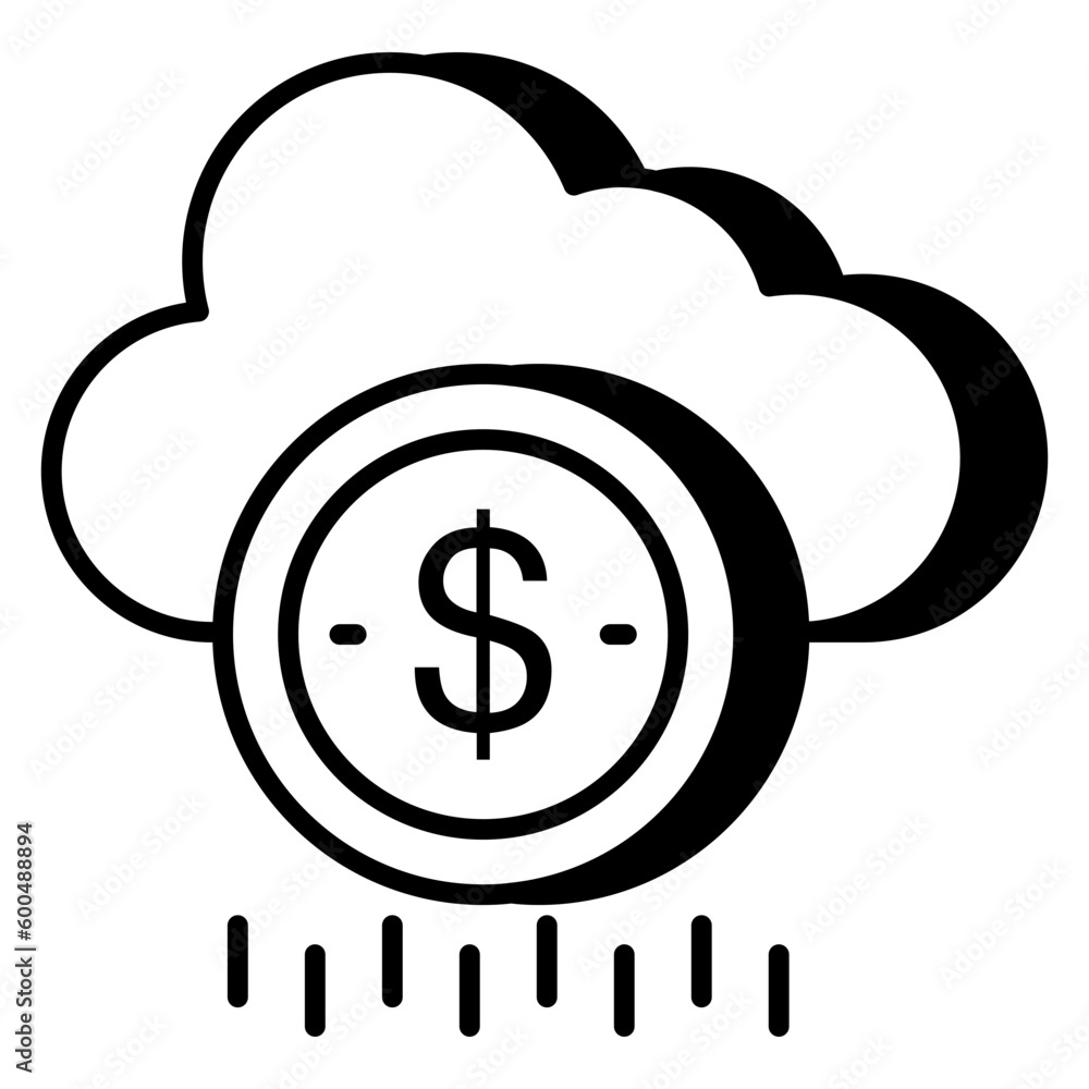 Dollar coin with cloud symbolizing concept of cloud money Dollar coin with cloud symbolizing concept of cloud money