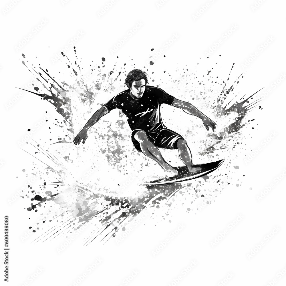Surfer Athelete Logo. Generative AI Surfer Athelete Logo. Generative AI