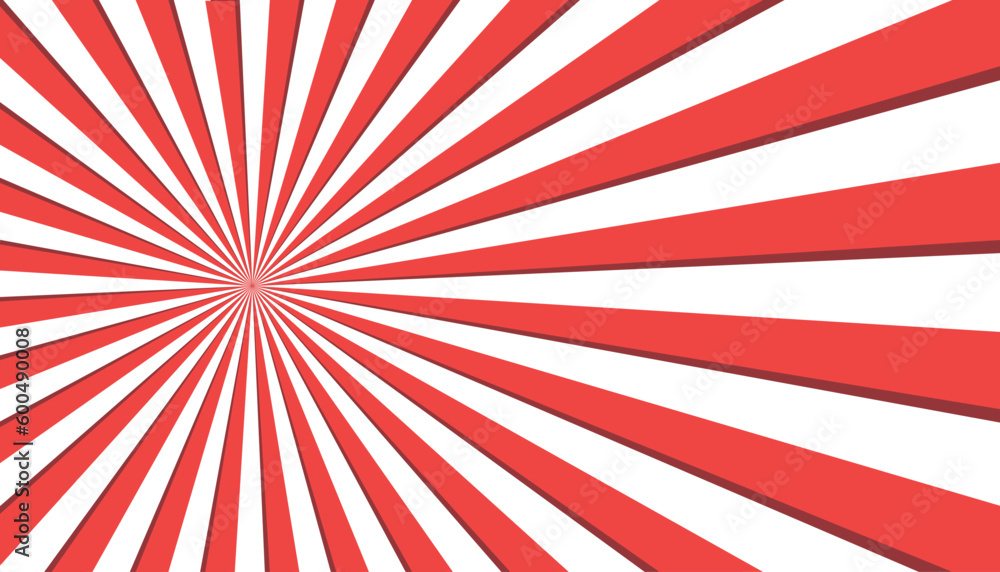 Fototapeta premium Circular Red White Striped Background Rectangle Side Scrolling - Sunburst, Radial