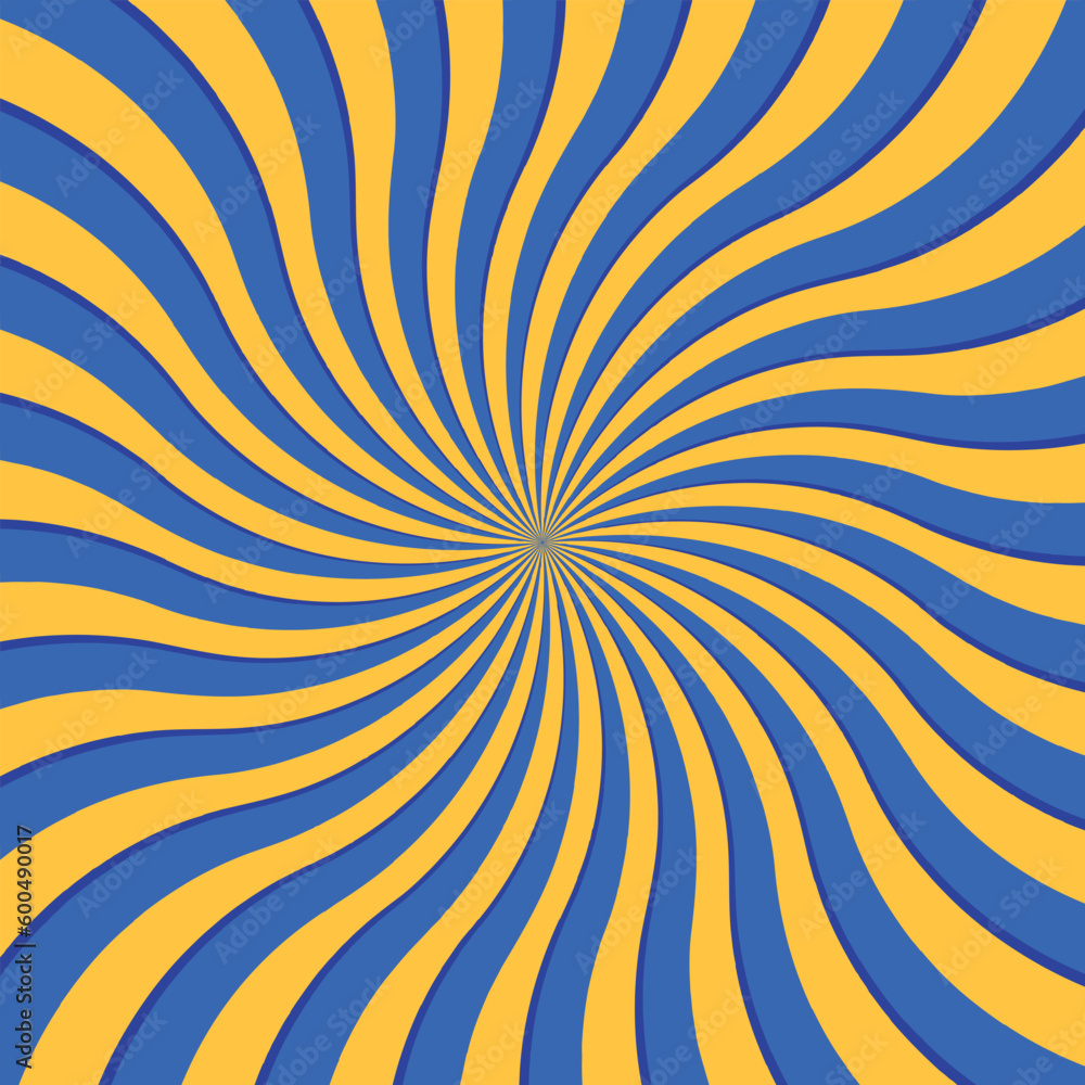Circular Spiral Blue Yellow Striped Background Square - Sunburst, Radial Circular Spiral Blue Yellow Striped Background Square - Sunburst, Radial
