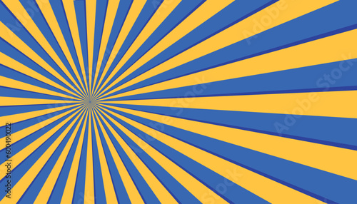 Circular Blue Yellow Striped Background Rectangle Side Scrolling - Sunburst, Radial