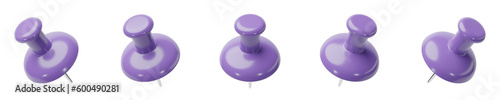 Quadro em tela set of 3d purple pin on transparent background, PNG transparent, isolated, above