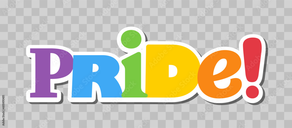 Pride lettering with rainbow flag colors. Different style letters forming the Pride word. Pride lettering with rainbow flag colors. Different style letters forming the Pride word.