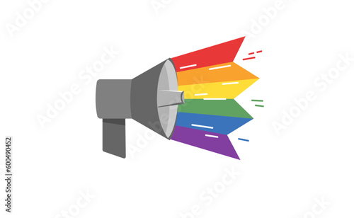 LGBT megaphone with rainbow. Pride month voice speaker. Diversity representation.
