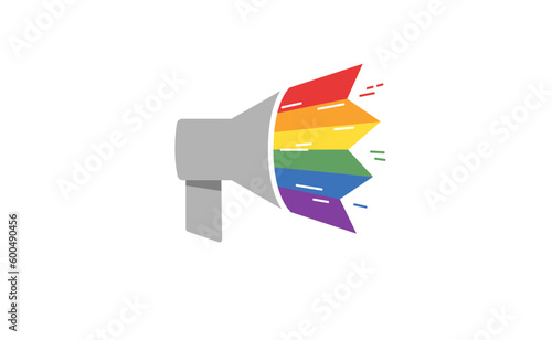 LGBT megaphone with rainbow. Pride month voice speaker. Diversity representation.