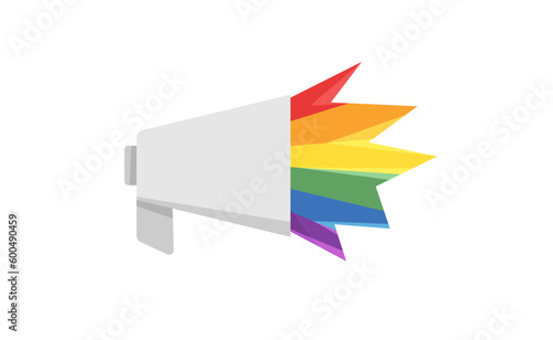 LGBT megaphone with rainbow. Pride month voice speaker. Diversity representation.