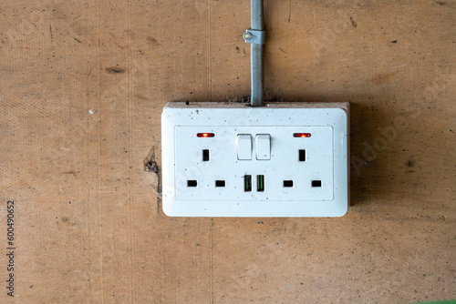 Canvastavla Electrical utility plug in box, found in Uganda Africa
