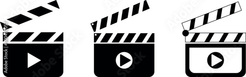 Film maker clapper board icon. Flat design style on white background. Eps 10