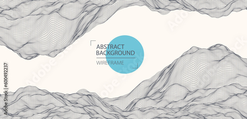 Abstract waves is made in a wireframe style. Template for science and technology presentation.
