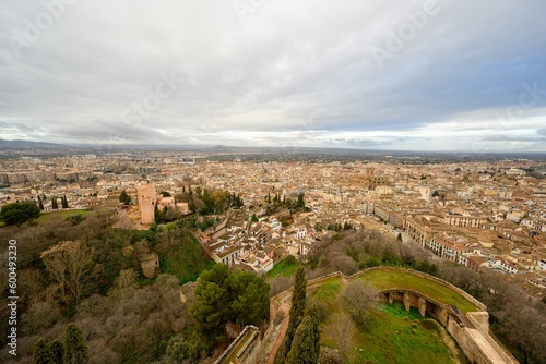 The walls of the Alcazaba in the Alhambra and the panorama of Granada. © Jiri Castka