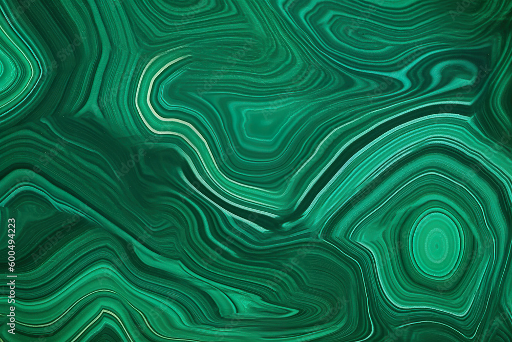 A close up of a malachite, green stone surface. Generative AI.