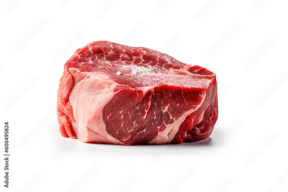 Fototapeta premium A piece of meat with the word beef on it. generative ai