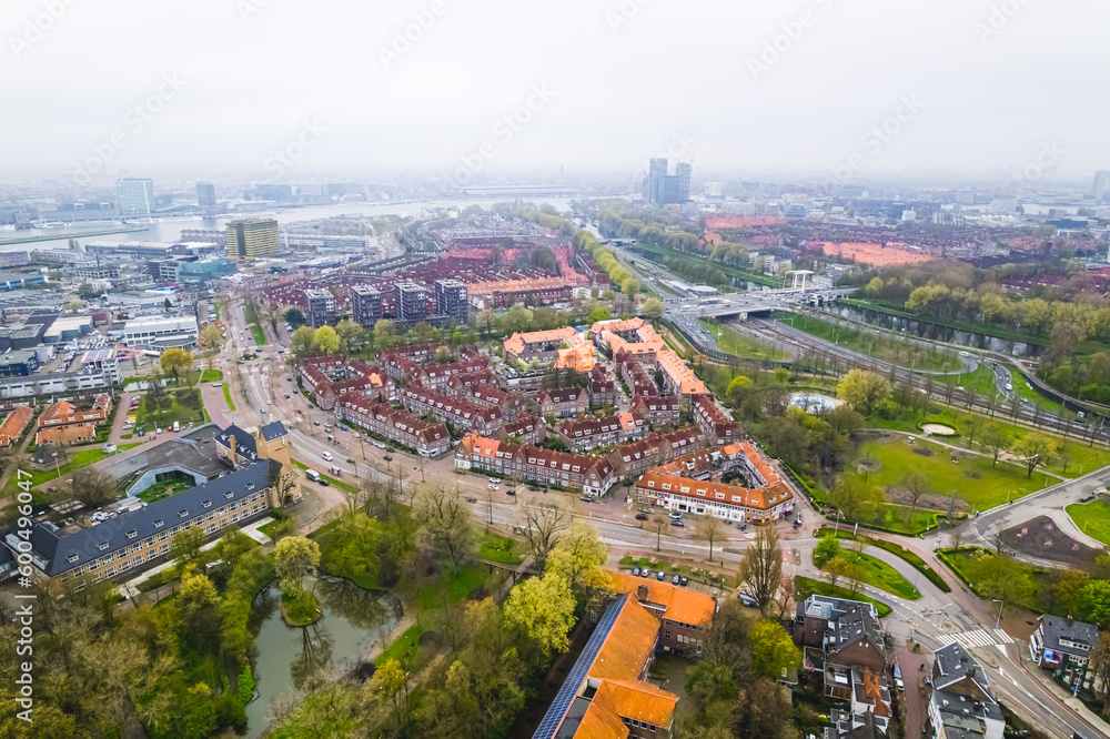 Panoramic view above Amsterdam city, Netherlands. High quality photo
