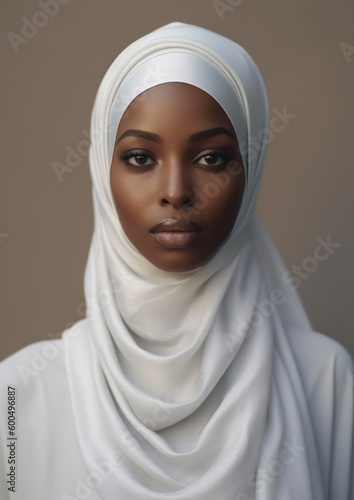 Beautiful Women Wearing a White Hijab-Portrait-Generative AI