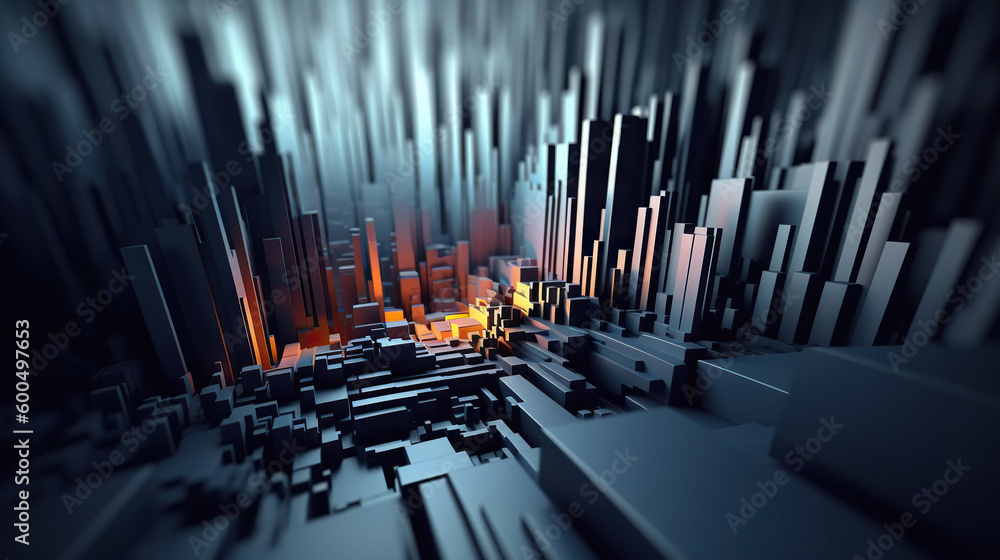 Modern digital abstract 3D background. Can be used in the description of network abilities, technological processes, digital storages, science, education, etc. Copy space. Based on Generative AI Modern digital abstract 3D background. Can be used in the description of network abilities, technological processes, digital storages, science, education, etc. Copy space. Based on Generative AI
