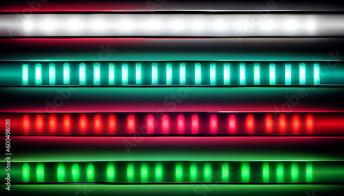 Led strips with neon glow effect isolated on black background Ai generated image