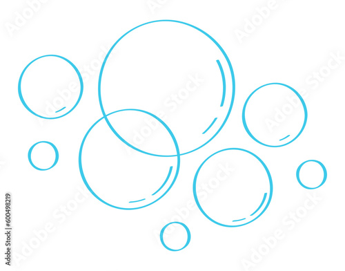 Water bubble vector in doodle style. Foam drop, fizz or soda in line style. Bubbles hand drawn illustration.
