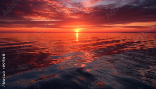 Sunset reflection on tranquil water  vibrant colors generated by AI