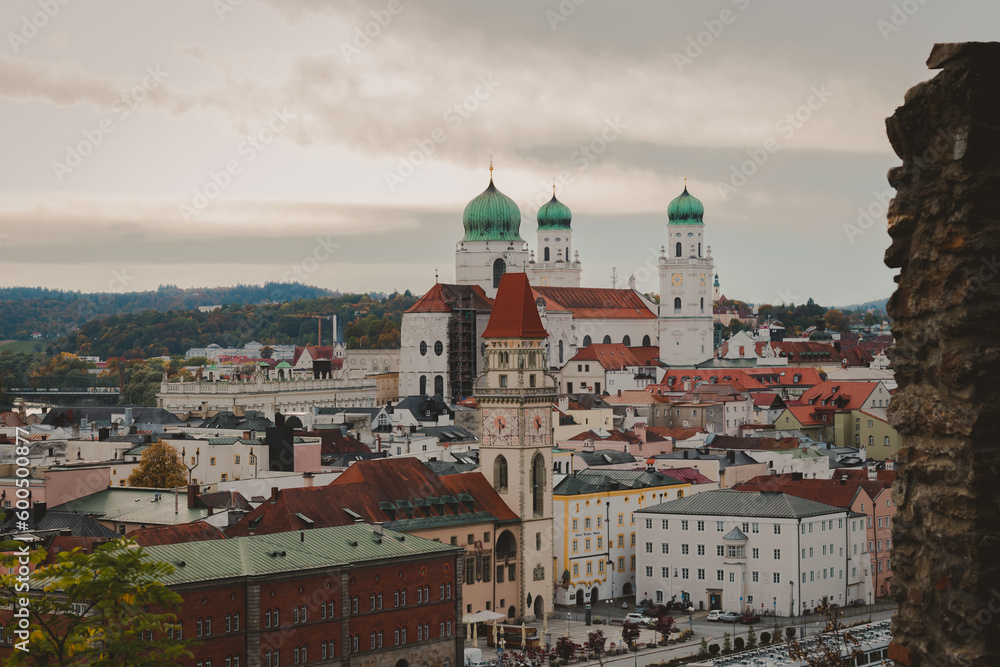 View of St. Stephen's cathedral and the town hall of passau