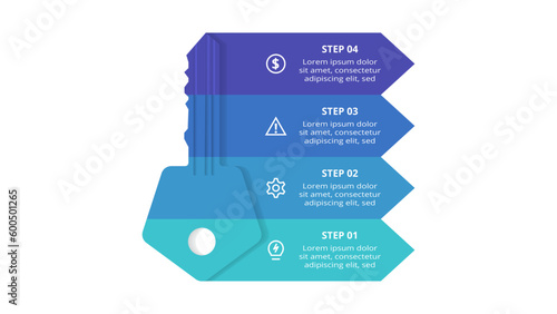 Key concept for infographic with 4 steps, options, parts or processes. Business data visualization.