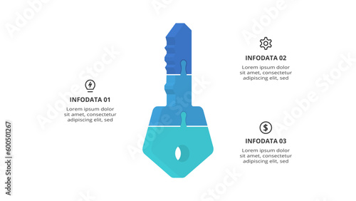 Key concept for infographic with 3 steps, options, parts or processes. Business data visualization.