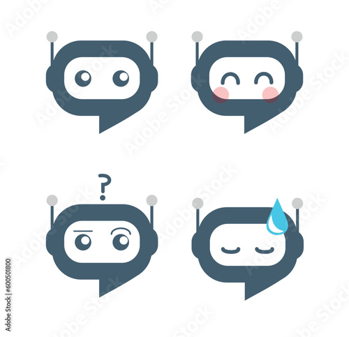 Chatbot icon set with reactions