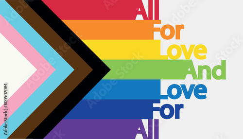 All for love and love for all, LGBT flag and inscription