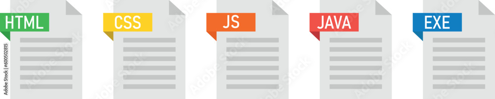 File data icon collection with Programming languages extension. Vector ...