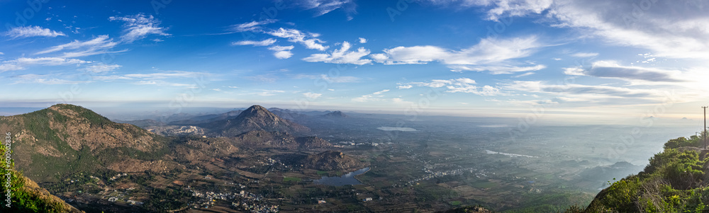 A beautiful view from Nandi Hills at sunrise time, Nandi Hills, Bengaluru or Bangalore, Karnataka. Worlds best tourist place at India. A beautiful view from Nandi Hills at sunrise time, Nandi Hills, Bengaluru or Bangalore, Karnataka. Worlds best tourist place at India.